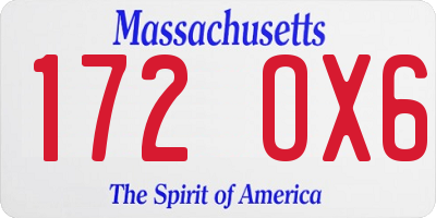MA license plate 172OX6