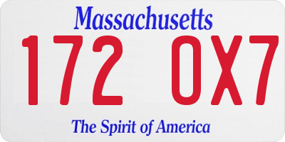 MA license plate 172OX7