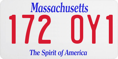 MA license plate 172OY1