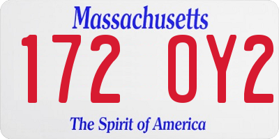 MA license plate 172OY2