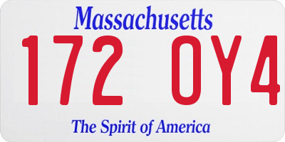 MA license plate 172OY4
