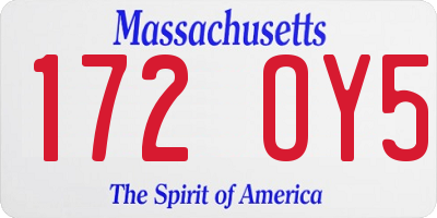MA license plate 172OY5