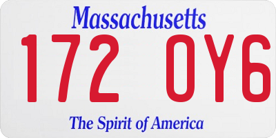 MA license plate 172OY6
