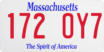 MA license plate 172OY7