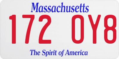 MA license plate 172OY8