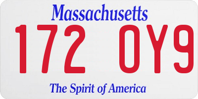 MA license plate 172OY9