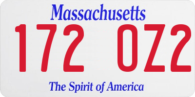 MA license plate 172OZ2