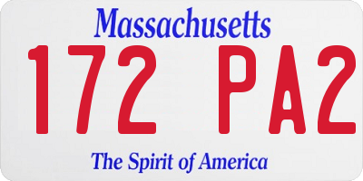 MA license plate 172PA2