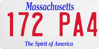 MA license plate 172PA4