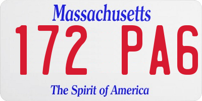 MA license plate 172PA6
