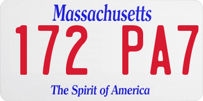 MA license plate 172PA7