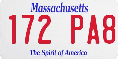 MA license plate 172PA8