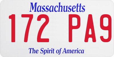 MA license plate 172PA9