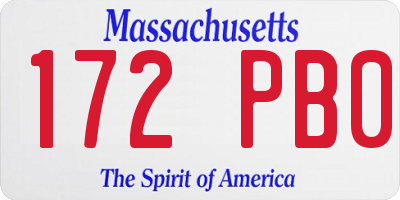 MA license plate 172PB0