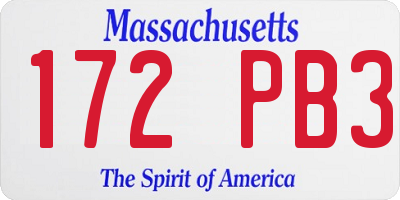 MA license plate 172PB3