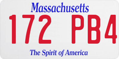 MA license plate 172PB4