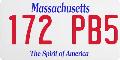 MA license plate 172PB5