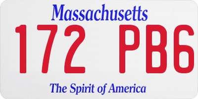 MA license plate 172PB6