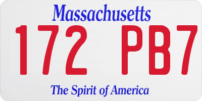 MA license plate 172PB7
