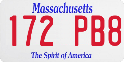 MA license plate 172PB8