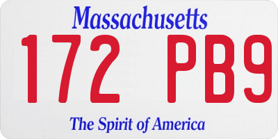 MA license plate 172PB9