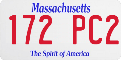 MA license plate 172PC2