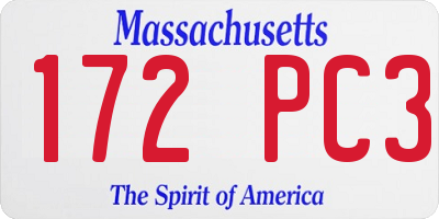 MA license plate 172PC3