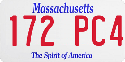 MA license plate 172PC4