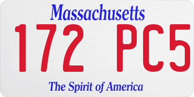 MA license plate 172PC5