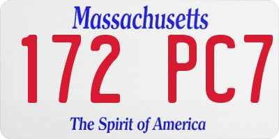 MA license plate 172PC7