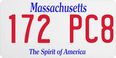 MA license plate 172PC8