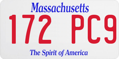 MA license plate 172PC9