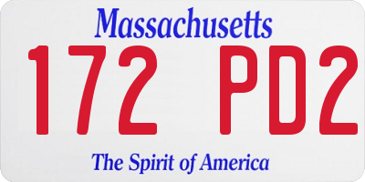 MA license plate 172PD2