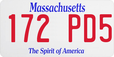 MA license plate 172PD5