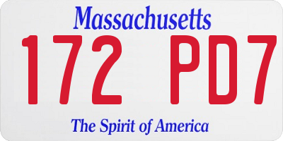 MA license plate 172PD7