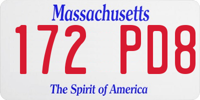 MA license plate 172PD8