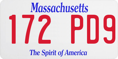 MA license plate 172PD9