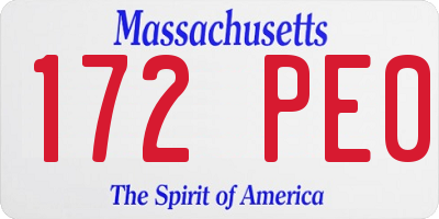 MA license plate 172PE0