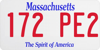 MA license plate 172PE2