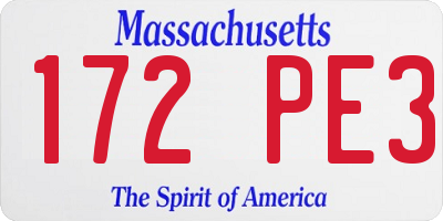 MA license plate 172PE3