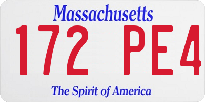 MA license plate 172PE4