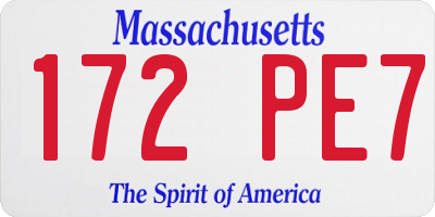MA license plate 172PE7
