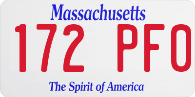 MA license plate 172PF0