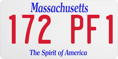 MA license plate 172PF1