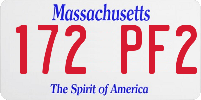 MA license plate 172PF2