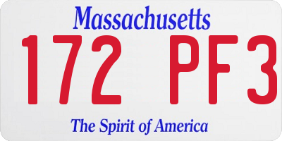 MA license plate 172PF3