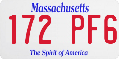 MA license plate 172PF6