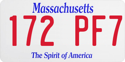 MA license plate 172PF7