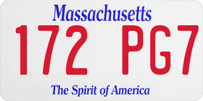 MA license plate 172PG7