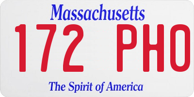 MA license plate 172PH0